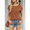 MEROKEETY Women’s Casual Cap Sleeve T Shirts Basic Summer Tops Loose Solid Color Blouse(Brown)