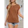 MEROKEETY Women’s Casual Cap Sleeve T Shirts Basic Summer Tops Loose Solid Color Blouse(Brown)