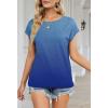 MEROKEETY Women’s Casual Cap Sleeve T Shirts Basic Summer Tops Loose Solid Color Blouse(Dyeblue)