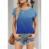 MEROKEETY Women’s Casual Cap Sleeve T Shirts Basic Summer Tops Loose Solid Color Blouse(Dyeblue)