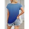 MEROKEETY Women’s Casual Cap Sleeve T Shirts Basic Summer Tops Loose Solid Color Blouse(Dyeblue)