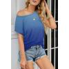 MEROKEETY Women’s Casual Cap Sleeve T Shirts Basic Summer Tops Loose Solid Color Blouse(Dyeblue)