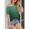MEROKEETY Women’s Casual Cap Sleeve T Shirts Basic Summer Tops Loose Solid Color Blouse(Dyegreen)