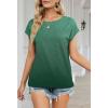 MEROKEETY Women’s Casual Cap Sleeve T Shirts Basic Summer Tops Loose Solid Color Blouse(Dyegreen)