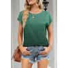 MEROKEETY Women’s Casual Cap Sleeve T Shirts Basic Summer Tops Loose Solid Color Blouse(Dyegreen)