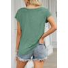 MEROKEETY Women’s Casual Cap Sleeve T Shirts Basic Summer Tops Loose Solid Color Blouse(Green)
