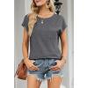 MEROKEETY Women’s Casual Cap Sleeve T Shirts Basic Summer Tops Loose Solid Color Blouse(Grey)