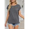 MEROKEETY Women’s Casual Cap Sleeve T Shirts Basic Summer Tops Loose Solid Color Blouse(Grey)