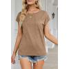MEROKEETY Women’s Casual Cap Sleeve T Shirts Basic Summer Tops Loose Solid Color Blouse(Khaki)