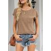 MEROKEETY Women’s Casual Cap Sleeve T Shirts Basic Summer Tops Loose Solid Color Blouse(Khaki)