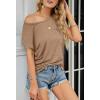 MEROKEETY Women’s Casual Cap Sleeve T Shirts Basic Summer Tops Loose Solid Color Blouse(Khaki)