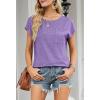 MEROKEETY Women’s Casual Cap Sleeve T Shirts Basic Summer Tops Loose Solid Color Blouse(Lavender)