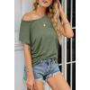 MEROKEETY Women’s Casual Cap Sleeve T Shirts Basic Summer Tops Loose Solid Color Blouse(Lightolive)