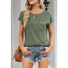 MEROKEETY Women’s Casual Cap Sleeve T Shirts Basic Summer Tops Loose Solid Color Blouse(Lightolive)