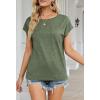MEROKEETY Women’s Casual Cap Sleeve T Shirts Basic Summer Tops Loose Solid Color Blouse(Lightolive)