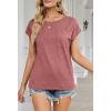 MEROKEETY Women’s Casual Cap Sleeve T Shirts Basic Summer Tops Loose Solid Color Blouse(Pink)