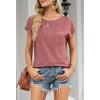 MEROKEETY Women’s Casual Cap Sleeve T Shirts Basic Summer Tops Loose Solid Color Blouse(Pink)