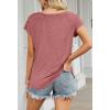 MEROKEETY Women’s Casual Cap Sleeve T Shirts Basic Summer Tops Loose Solid Color Blouse(Pink)