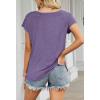 MEROKEETY Women’s Casual Cap Sleeve T Shirts Basic Summer Tops Loose Solid Color Blouse(Purple)