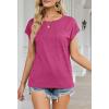 MEROKEETY Women’s Casual Cap Sleeve T Shirts Basic Summer Tops Loose Solid Color Blouse(Rosepink)