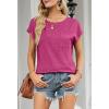MEROKEETY Women’s Casual Cap Sleeve T Shirts Basic Summer Tops Loose Solid Color Blouse(Rosepink)