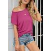 MEROKEETY Women’s Casual Cap Sleeve T Shirts Basic Summer Tops Loose Solid Color Blouse(Rosepink)
