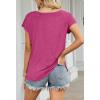 MEROKEETY Women’s Casual Cap Sleeve T Shirts Basic Summer Tops Loose Solid Color Blouse(Rosepink)