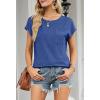 MEROKEETY Women’s Casual Cap Sleeve T Shirts Basic Summer Tops Loose Solid Color Blouse(Royalblue)