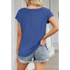 MEROKEETY Women’s Casual Cap Sleeve T Shirts Basic Summer Tops Loose Solid Color Blouse(Royalblue)