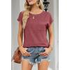 MEROKEETY Women’s Casual Cap Sleeve T Shirts Basic Summer Tops Loose Solid Color Blouse(Watermelon)