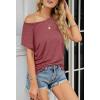 MEROKEETY Women’s Casual Cap Sleeve T Shirts Basic Summer Tops Loose Solid Color Blouse(Watermelon)