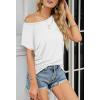 MEROKEETY Women’s Casual Cap Sleeve T Shirts Basic Summer Tops Loose Solid Color Blouse(White)