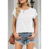 MEROKEETY Women’s Casual Cap Sleeve T Shirts Basic Summer Tops Loose Solid Color Blouse(White)