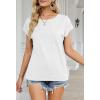 MEROKEETY Women’s Casual Cap Sleeve T Shirts Basic Summer Tops Loose Solid Color Blouse(White)