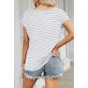 MEROKEETY Women’s Casual Cap Sleeve T Shirts Basic Summer Tops Loose Solid Color Blouse(White/Black)