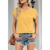 MEROKEETY Women’s Casual Cap Sleeve T Shirts Basic Summer Tops Loose Solid Color Blouse(Yellow)