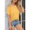 MEROKEETY Women’s Casual Cap Sleeve T Shirts Basic Summer Tops Loose Solid Color Blouse(Yellow)