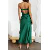 MEROKEETY Women’s Cocktail Dresses Summer 2026 Satin Strapless Tube Bodycon Backless Wedding Guest Formal Party Maxi Dress(Dark Green)