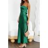 MEROKEETY Women’s Cocktail Dresses Summer 2026 Satin Strapless Tube Bodycon Backless Wedding Guest Formal Party Maxi Dress(Dark Green)