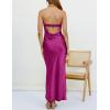 MEROKEETY Women’s Cocktail Dresses Summer 2026 Satin Strapless Tube Bodycon Backless Wedding Guest Formal Party Maxi Dress(Eggplant)