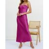 MEROKEETY Women’s Cocktail Dresses Summer 2026 Satin Strapless Tube Bodycon Backless Wedding Guest Formal Party Maxi Dress(Eggplant)
