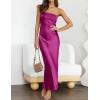 MEROKEETY Women’s Cocktail Dresses Summer 2026 Satin Strapless Tube Bodycon Backless Wedding Guest Formal Party Maxi Dress(Eggplant)