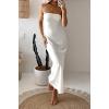 MEROKEETY Women’s Cocktail Dresses Summer 2026 Satin Strapless Tube Bodycon Backless Wedding Guest Formal Party Maxi Dress(Ivory)