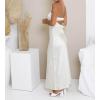 MEROKEETY Women’s Cocktail Dresses Summer 2026 Satin Strapless Tube Bodycon Backless Wedding Guest Formal Party Maxi Dress(Ivory)