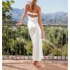 MEROKEETY Women’s Cocktail Dresses Summer 2026 Satin Strapless Tube Bodycon Backless Wedding Guest Formal Party Maxi Dress(Ivory)
