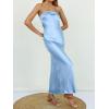 MEROKEETY Women’s Cocktail Dresses Summer 2026 Satin Strapless Tube Bodycon Backless Wedding Guest Formal Party Maxi Dress(Light Blue)