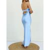 MEROKEETY Women’s Cocktail Dresses Summer 2026 Satin Strapless Tube Bodycon Backless Wedding Guest Formal Party Maxi Dress(Light Blue)