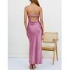 MEROKEETY Women’s Cocktail Dresses Summer 2026 Satin Strapless Tube Bodycon Backless Wedding Guest Formal Party Maxi Dress(Plum)