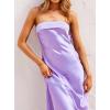 MEROKEETY Women’s Cocktail Dresses Summer 2026 Satin Strapless Tube Bodycon Backless Wedding Guest Formal Party Maxi Dress(Purple)