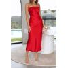 MEROKEETY Women’s Cocktail Dresses Summer 2026 Satin Strapless Tube Bodycon Backless Wedding Guest Formal Party Maxi Dress(Red)